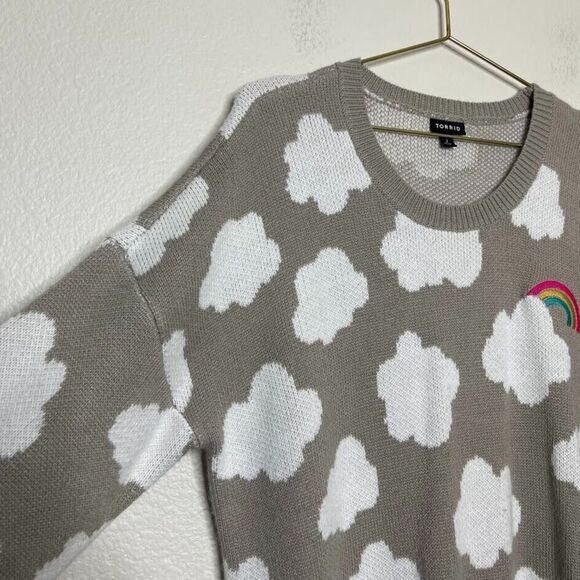 Torrid Sweater 2X Oversized Pullover Long Tunic  Knit Cloud Rainbow Preppy - Picture 1 of 8